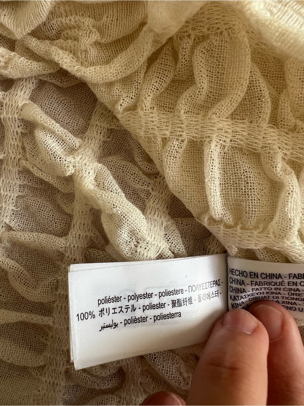 Zara Cream Long Sleeve Shirred Waist Top - Picture 7 of 9